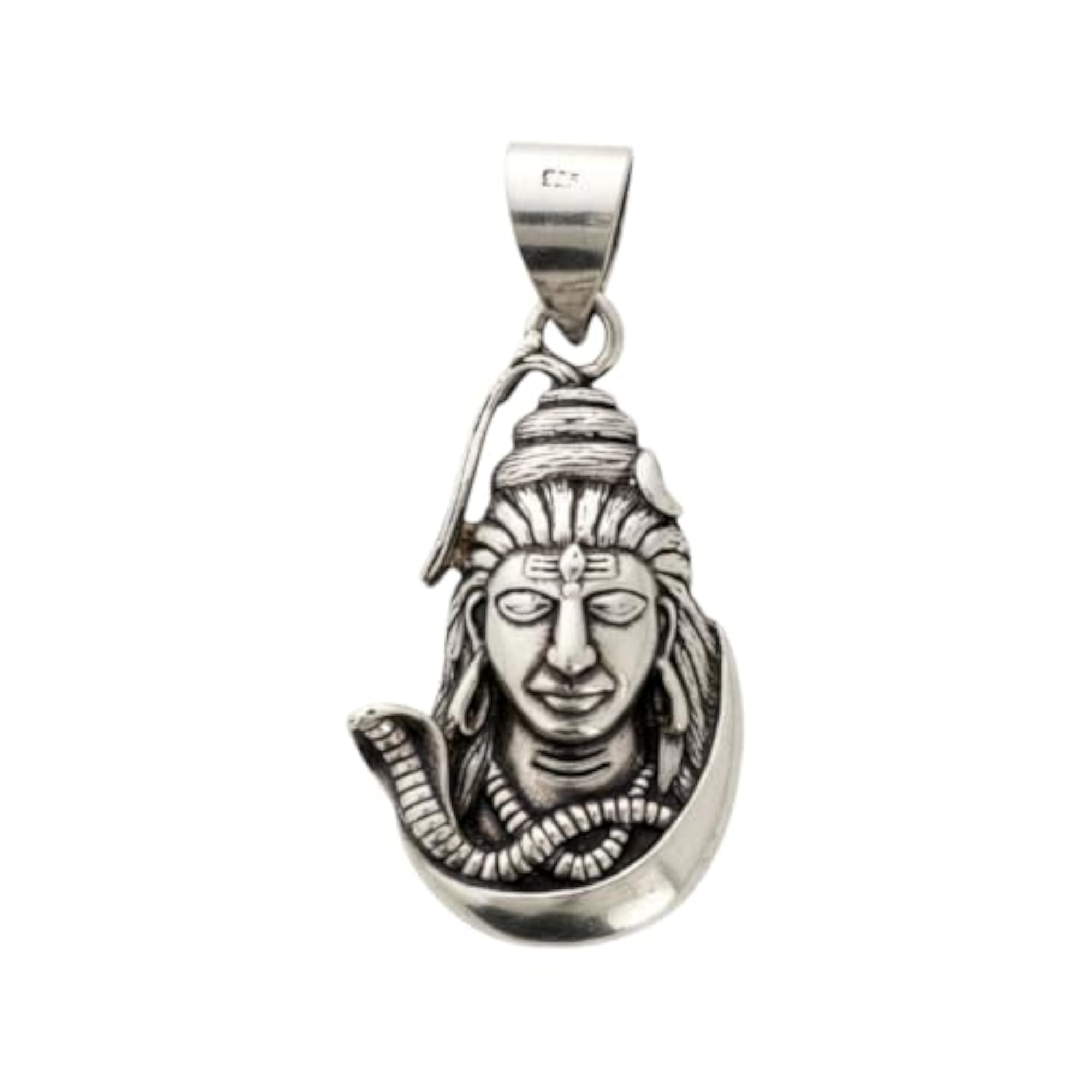 925 Sterling Silver God Shiv Pendant, Large for Men and Women